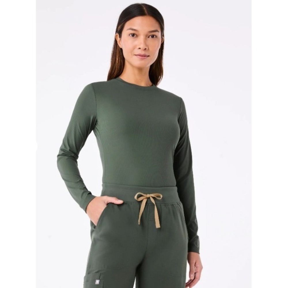 Figs Womens Palmer Ribbed Long-Sleeve Underscrub Moss Size S Uniform Medical EUC